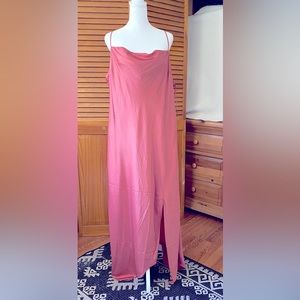 Satin Cowl Neck Asymmetrical Hem Maxi Slip Dress- NWT